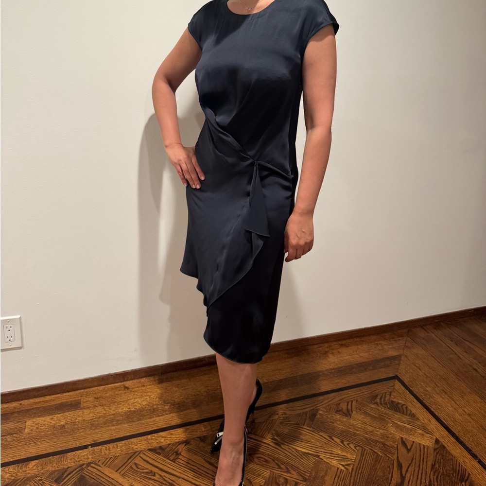 All Saints Blue Asymmetrical Tiered Sheath Dress
